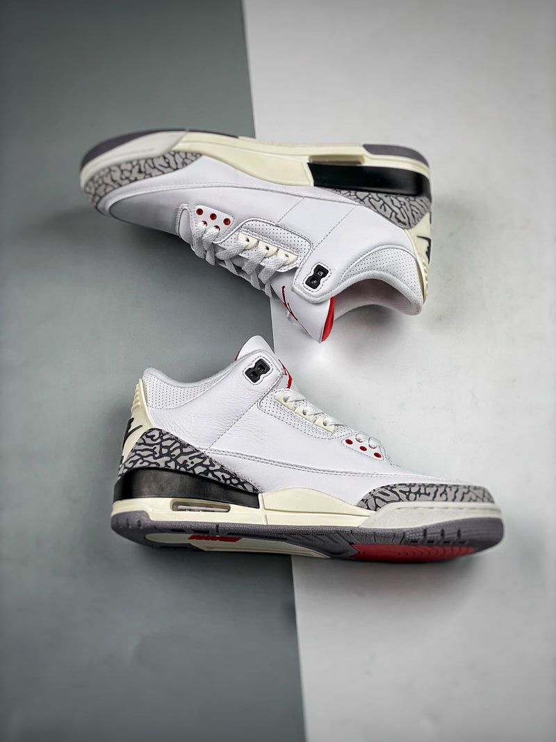 Tênis Nike Air Jordan 3 White Cement Reimagined"